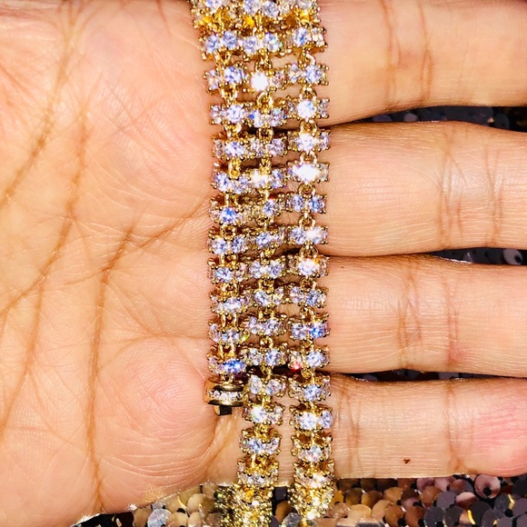 10k white gold vermeil Miami Cuban link chain for men, heavy chain, simulated CZ - Picture 3 of 11